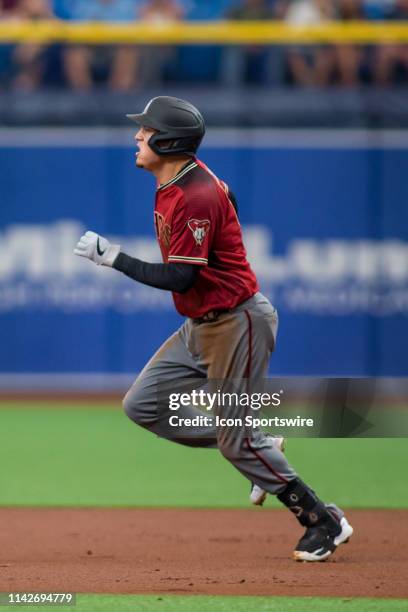 Arizona Diamondbacks Infielder Wilmer Flores runs to second base in a game between the Arizona Diamondbacks and the Tampa Bay Rays on May 08 at...