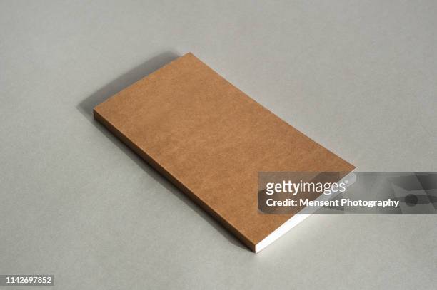 blank magazine book for gray background - blank brochure cover stockfoto's en -beelden