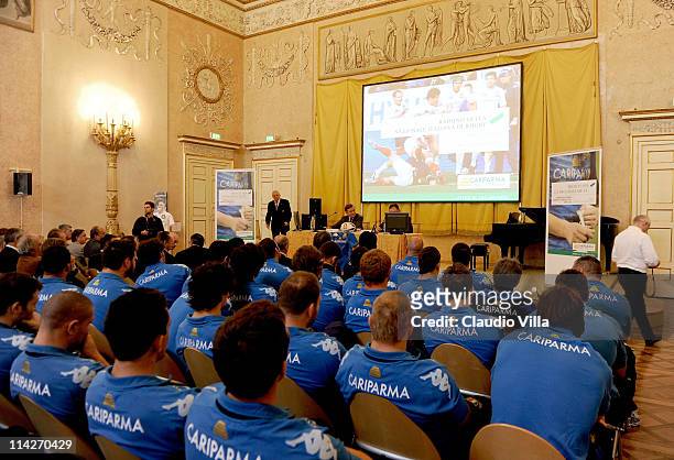 General view during a press conference as Italian Rugby Federation and Cariparma announce the renewal of their sponsorship deal on May 17, 2011 in...