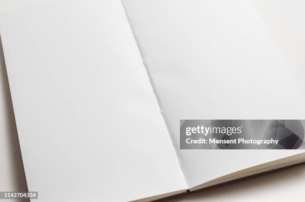 open blank magazine book for white background - newspaper mockup stock pictures, royalty-free photos & images