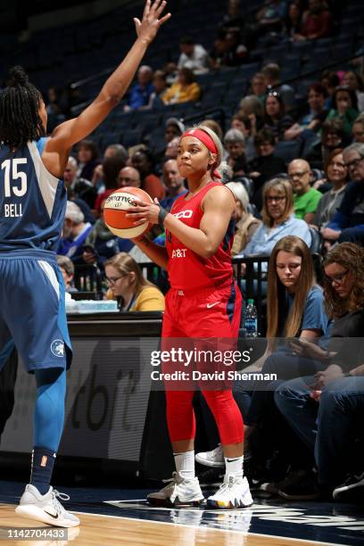 Alix of the Washington Mystics passes the ball against the Minnesota Lynx on May 10, 2019 at the Target Center in Minneapolis, Minnesota. NOTE TO...