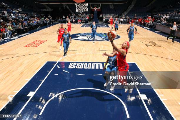 Alix of the Washington Mystics goes to the basket against the Minnesota Lynx on May 10, 2019 at the Target Center in Minneapolis, Minnesota. NOTE TO...