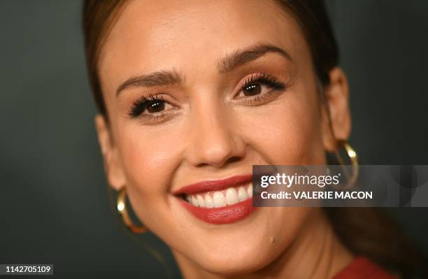 Actress Jessica Alba arrives for the red carpet event of Spectrum Originals' new drama L.A.s Finest at the Sunset Tower hotel on May 10, 2019 in West...