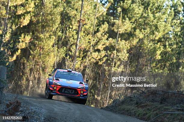 Andreas Mikkelsen of Norway and Anders Jaeger of Norway compete with their Hyundai Shell Mobis WRT Hyundai i20 WRC during Day One of the WRC COPEC...