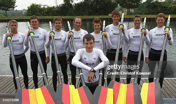 The Rowing Eight of Germany with Gregor Hauffe, Adnreas Kuffner, Eric Johannesen, Richard Schmidt, Florian Mennigen, Lukas MUeller, Toni Seifert,...