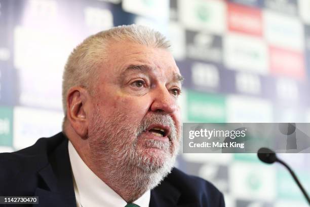 Rabbitohs General Manager of Football Shane Richardson speaks during a South Sydney Rabbitohs NRL media conference at Redfern Oval on April 15, 2019...