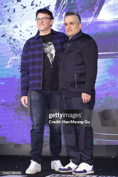 Directors Anthony Russo and Joe Russo attend the 'Avengers: Endgame' Asia Press Conference on April 15, 2019 in Seoul, South Korea. The film will...