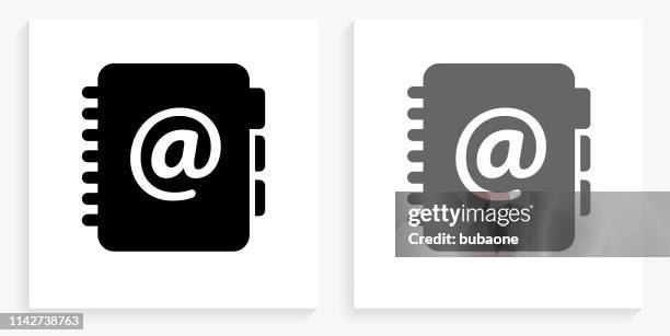 e-mail kontakte black and white square icon - telefonbuch stock-grafiken, -clipart, -cartoons und -symbole
