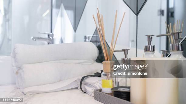 bathroom sink composition - aromatherapy diffuser stock pictures, royalty-free photos & images