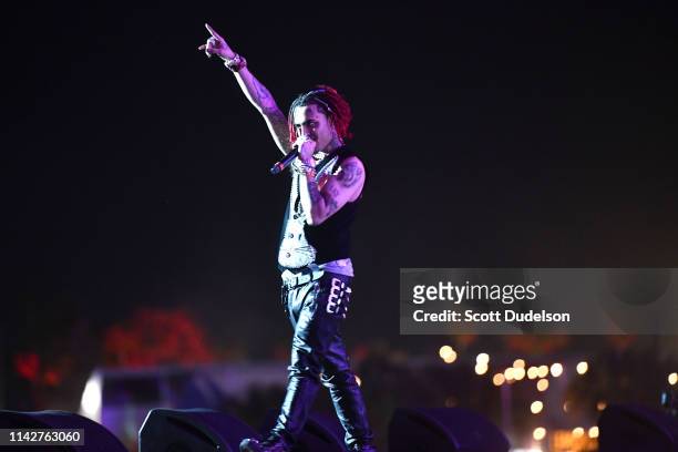 Rapper Lil Pump performs onstage during Weekend 1, Day 3 of the Coachella Valley Music and Arts Festival on April 14, 2019 in Indio, California.