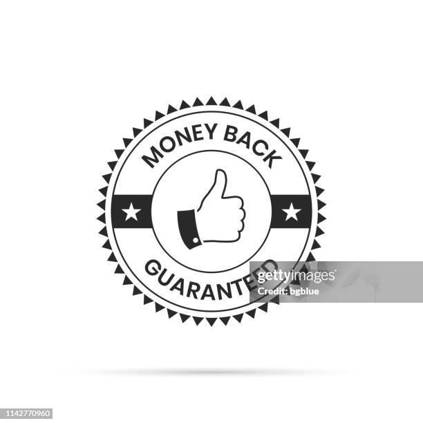 stockillustraties, clipart, cartoons en iconen met trendy badge (outline, line art)-geld terug gegarandeerd - guarantee