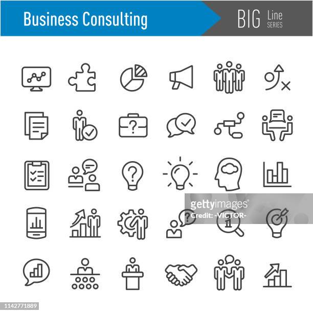 business consulting icons-big line series - umschulung stock-grafiken, -clipart, -cartoons und -symbole