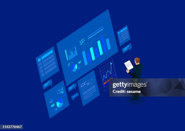 financial research, data management - dashboard stock illustrations