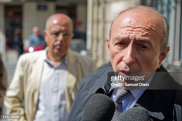 Mayor of Lyon Gerard Collomb arrives at the French Socialist Party headquarters before a meeting of the National Executive on May 17, 2011 in Paris,...