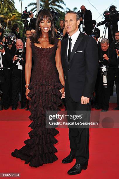 Vladimir Doronin and Naomi Campbell attend "The Beaver" premiere at the Palais des Festivals during the 64th Cannes Film Festival on May 17, 2011 in...