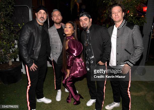 Ariana Grande with members of NSYNC Joey Fatone, Lance Bass, Chris Kirkpatrick, and JC Chasez attend 2019 Coachella Valley Music And Arts Festival on...