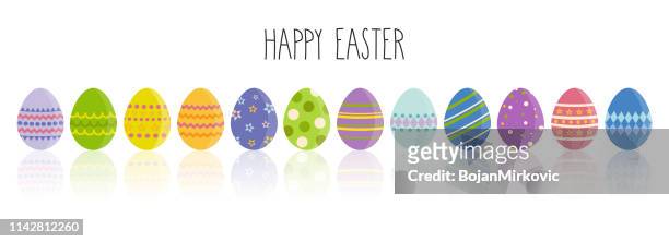 Easter Cartoon Eggs With Different Patterns And Handwrittten Text Vector  Illustration High-Res Vector Graphic - Getty Images