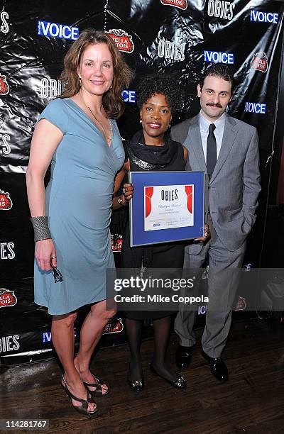 Margaret Colin, Charlayne Woodard, and Arian Moayed attend the 56th annual Village Voice Obie Awards at Webster Hall on May 16, 2011 in New York City.