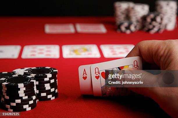 ace queen... - texas hold 'em stock pictures, royalty-free photos & images