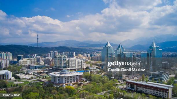 kazakhstan almaty aerial landscape - kazajistán fotografías e imágenes de stock