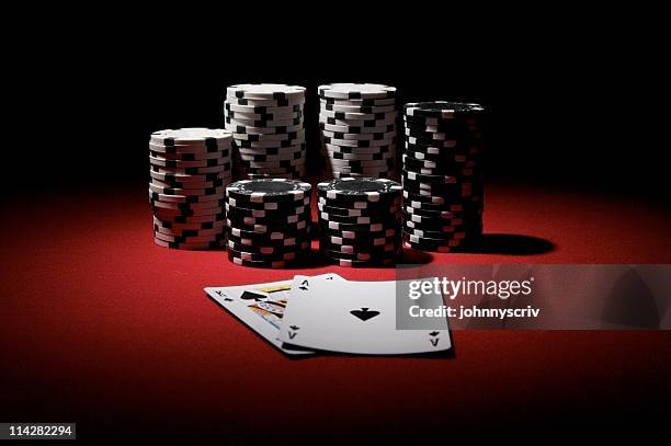 big slick and chips... - poker wallpaper stock pictures, royalty-free photos & images