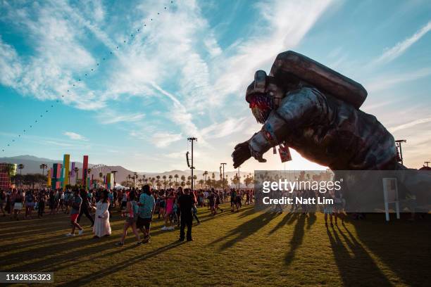 Overview Effect, Spectra and Colossal Cacti are seen during the 2019 Coachella Valley Music And Arts Festival on April 14, 2019 in Indio, California.