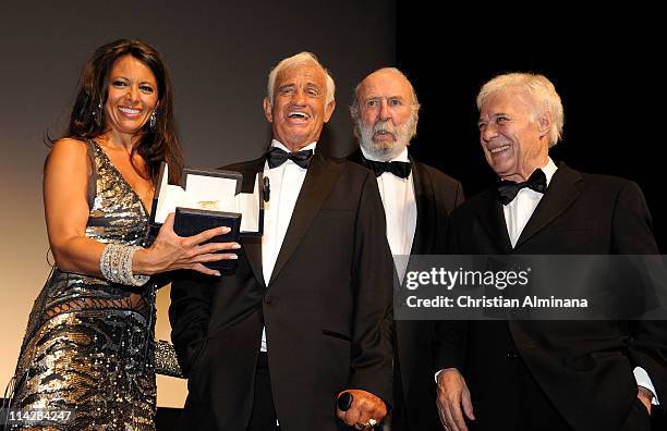 Barbara Gandolfi and her husband French actor Jean-Paul Belmondo and guests attend the Jean-Paul Belmondo Tribute during the 64th Cannes Film...