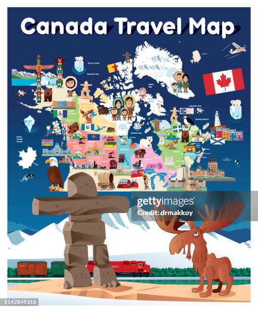 canada travel map - sudbury canada stock illustrations
