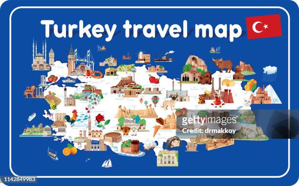 turkey travel map - aegean sea stock illustrations