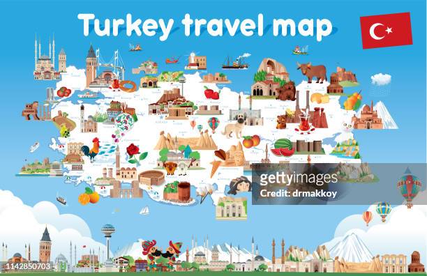 cartoon map of turkey - bodrum turkey stock illustrations