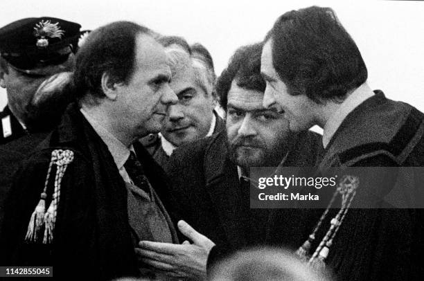 Franco Freda And Giovanni Ventura During The Trial Of The Piazza Fontana Massacre. 1972.