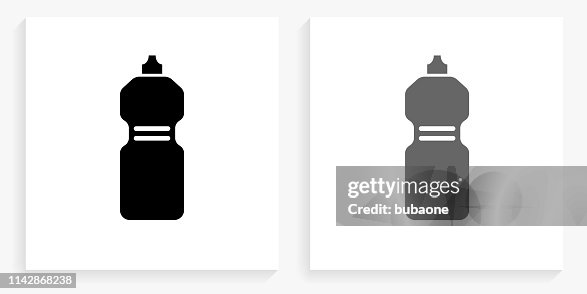 Fitness Bottle Black and White Square Icon Fitness Bottle Black and White Square Icon