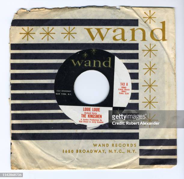 Rpm recording of the 1963 hit single 'Louie Louie' by The Kingsmen on the Wand record label. The Portland, Oregon, band recorded the song in April...