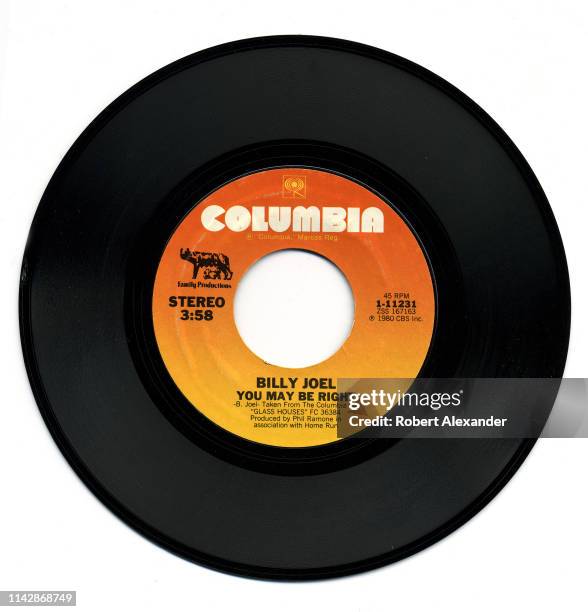 Rpm recording of the 1979 hit single 'You May Be Right' on the Columbia record label written and performed by Billy Joel.