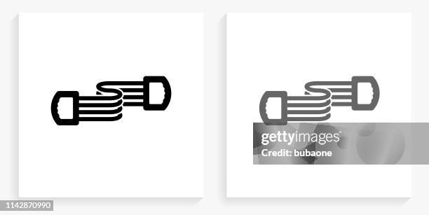 fitness springs black and white square icon - resistance bands stock illustrations