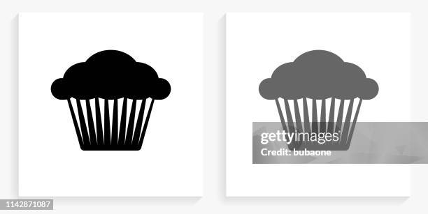 muffin black and white square icon - cake variation stock illustrations