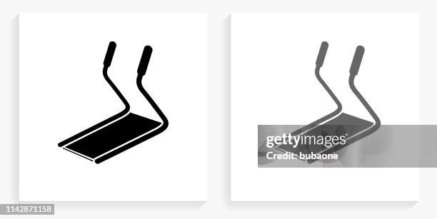 treadmill black and white square icon - treadmill on white background stock illustrations