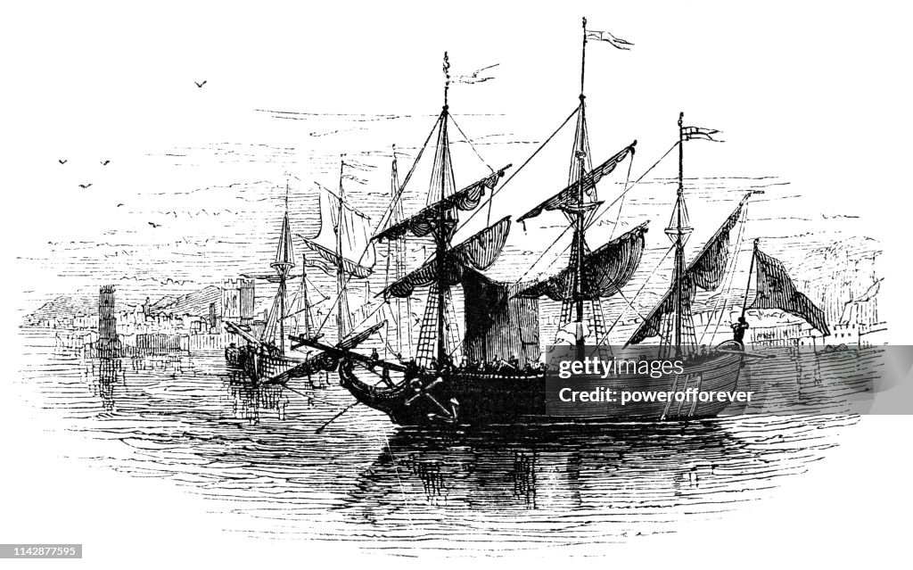 Fleet of Ships in Marseille, France - 16th Century