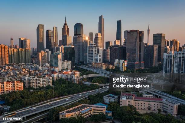 skyline of modern city in guangzhou - nashville stock-fotos und bilder