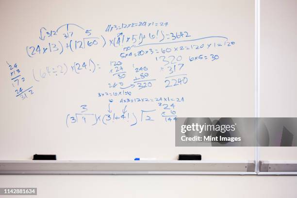 math equations on whiteboard - smart board stock-fotos und bilder