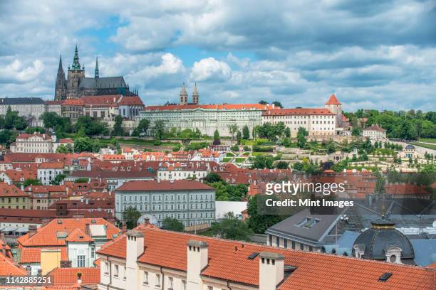 prague castle and city, prague, central bohemia, czech republic - hradcany castle stock pictures, royalty-free photos & images