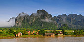 View of VangVieng, Laos