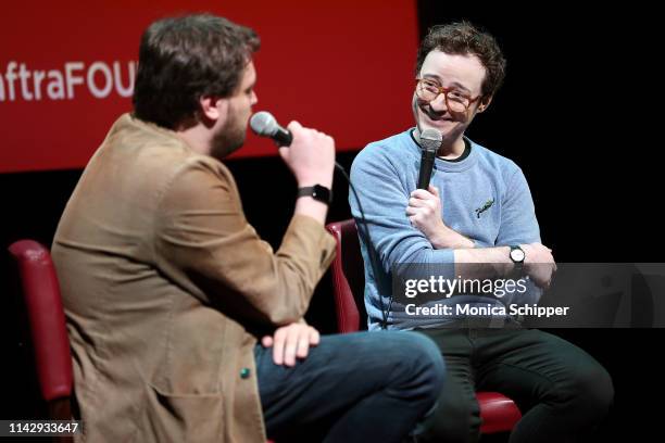 David Sims and actor Griffin Newman attend SAG-AFTRA Foundation Conversations: "The Tick" at The Robin Williams Center on April 15, 2019 in New York...
