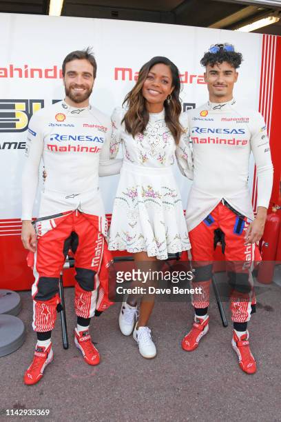 Jerome d'Ambrosio, Naomie Harris and Pascal Wehrlein attend The ABB FIA Formula E 2019 Monaco E-Prix on May 11, 2019 in Monaco.