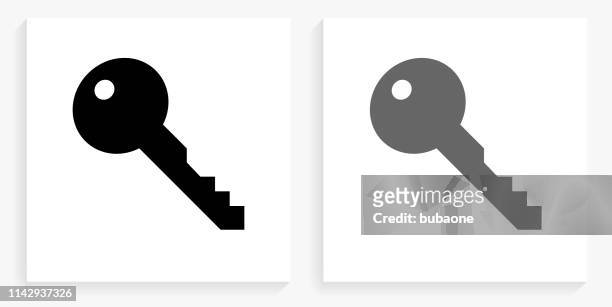 key black and white square icon - keus stock illustrations