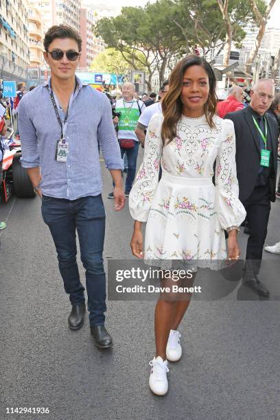 Rick Yune and Naomie Harris attend The ABB FIA Formula E 2019 Monaco E-Prix on May 11, 2019 in Monaco.