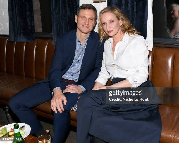 Tony Goldwyn and Uma Thurman attend the Netflix "Chambers" Premiere at Metrograph on April 15, 2019 in New York City.