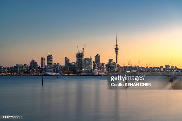 auckland urban city sunset - auckland stock pictures, royalty-free photos & images