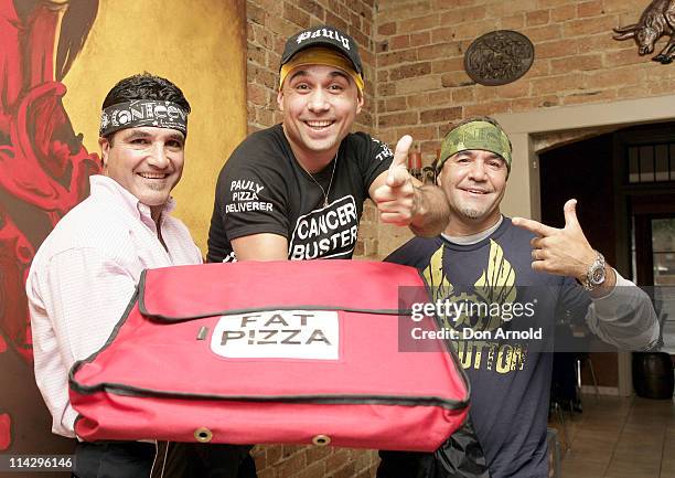 Jeff, Mario and Paul Fenech during Fat Pizza Canteen Fundraiser - June 22, 2006 at Sydney in Sydney, NSW, Australia.