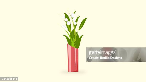spring flowers in pots - vase stock illustrations